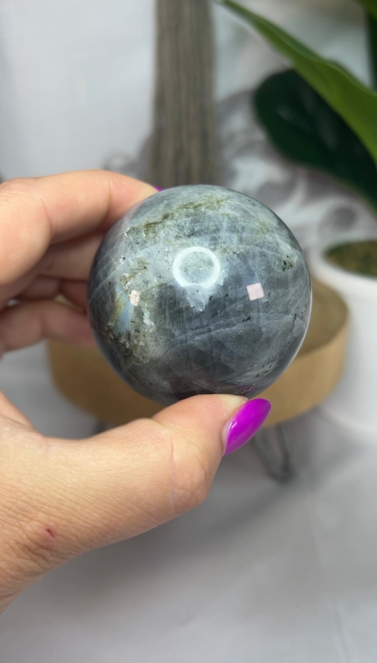 Labradorite Sphere with Silver Flash