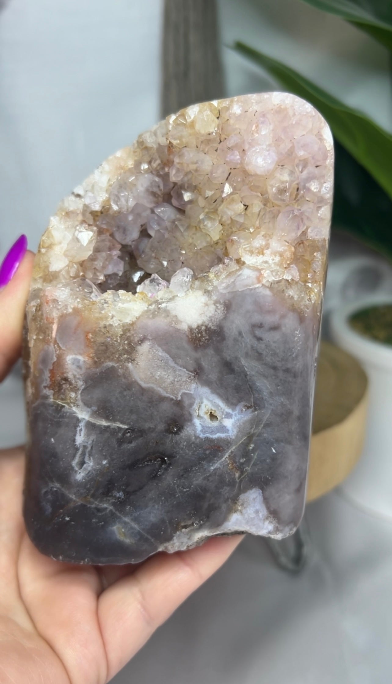 Pink Amethyst Freeform with Dark Purple