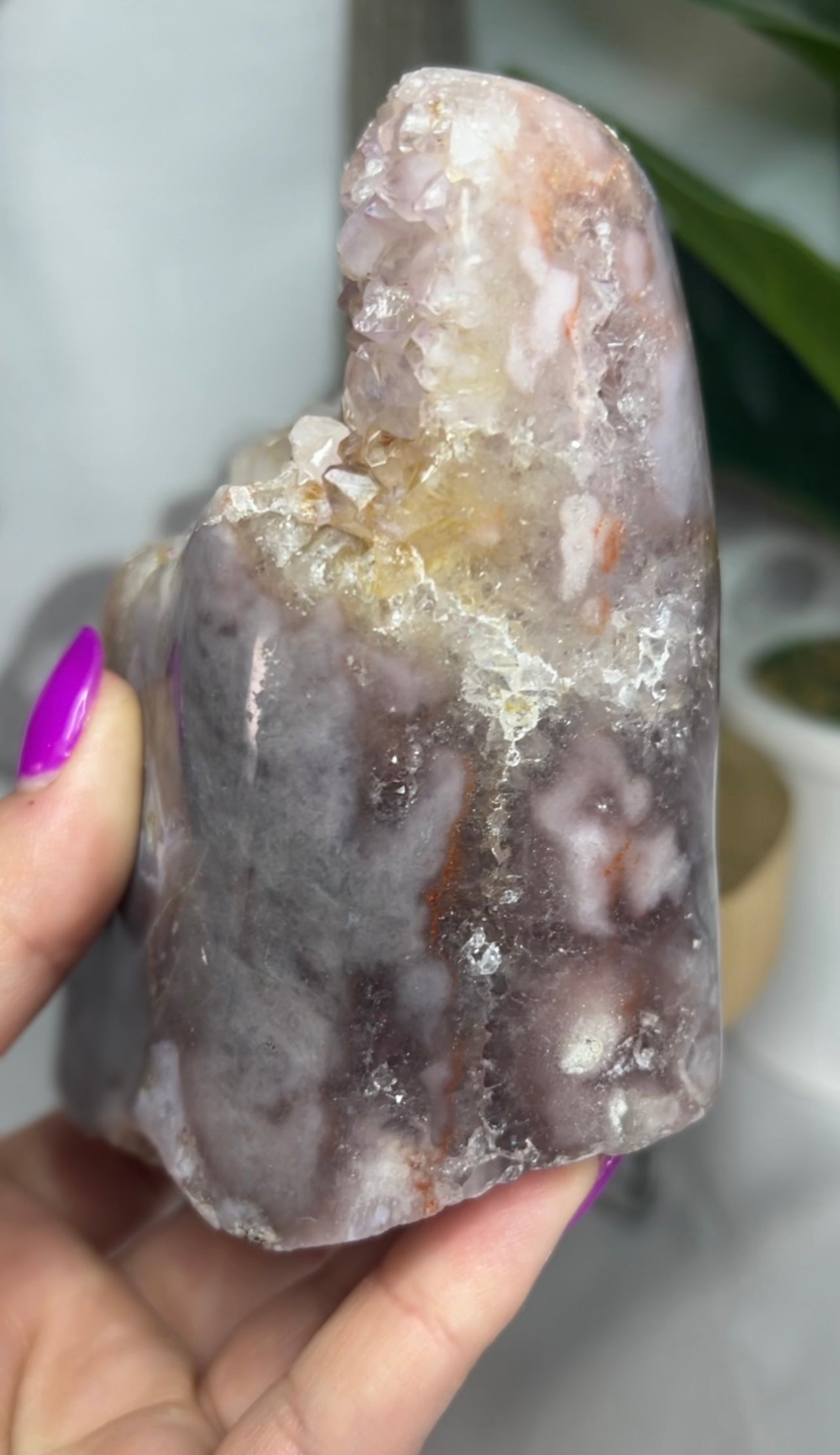 Pink Amethyst Freeform with Dark Purple