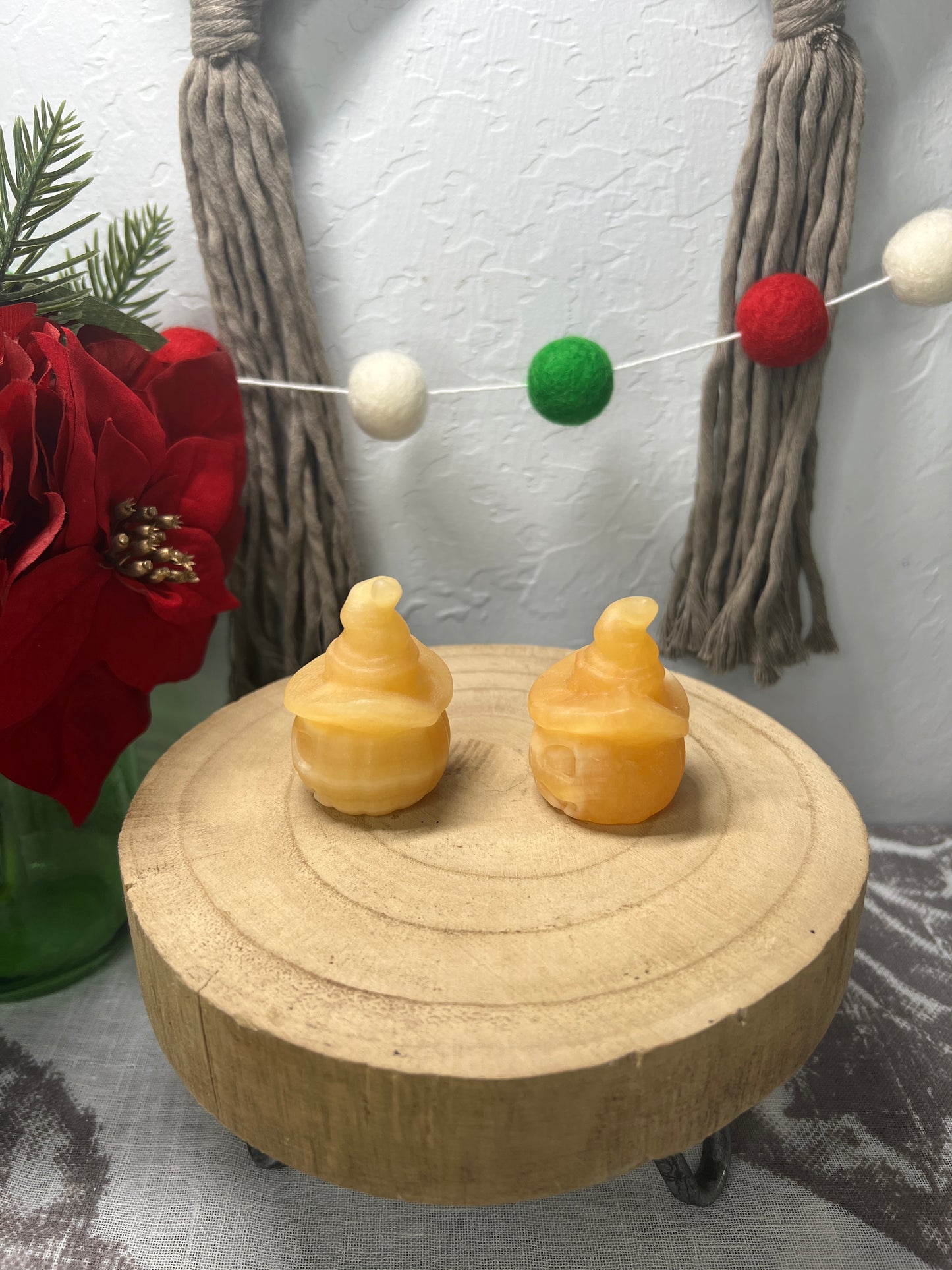 Orange Calcite Pumpkin with Witch Hat