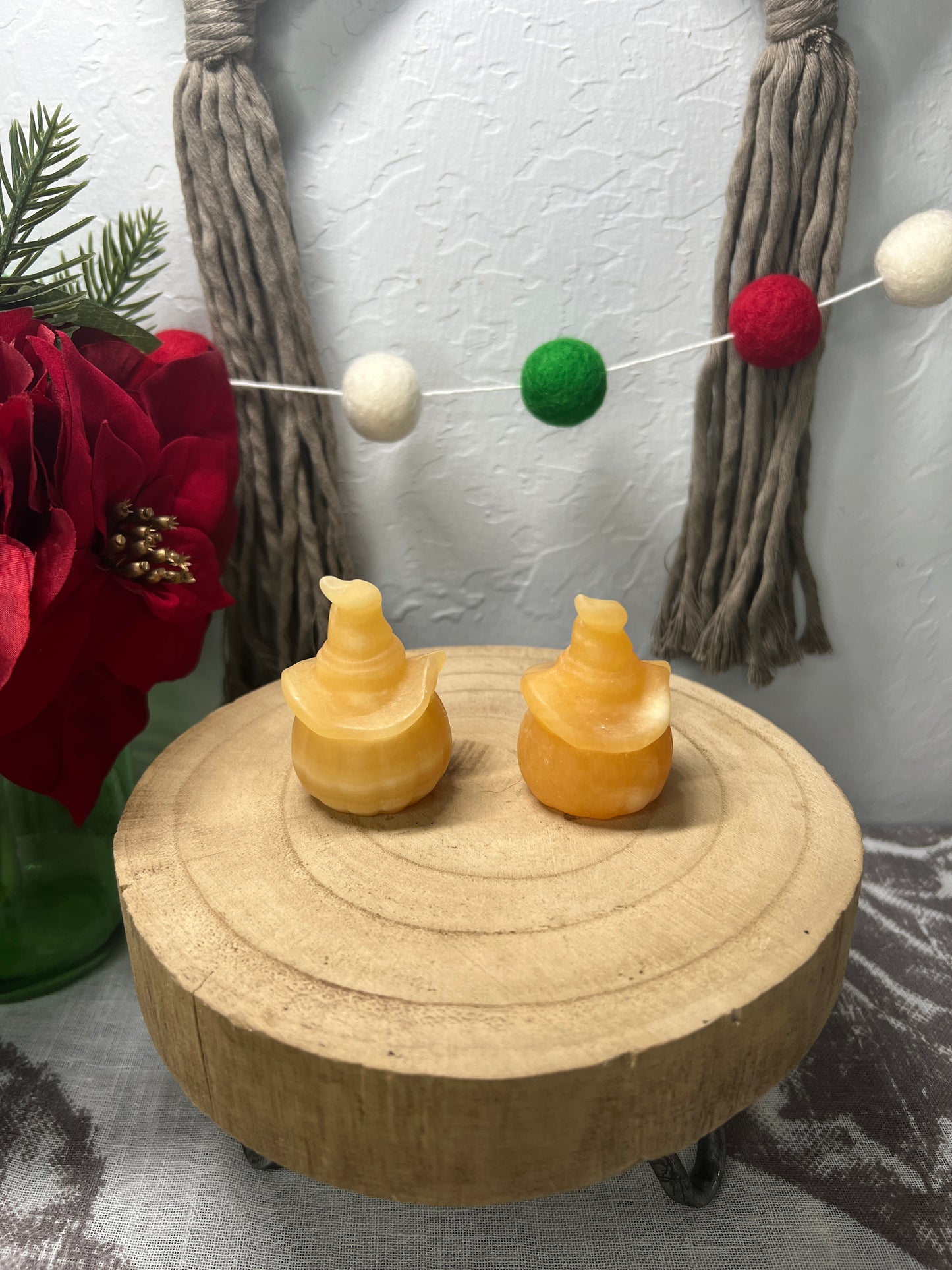 Orange Calcite Pumpkin with Witch Hat