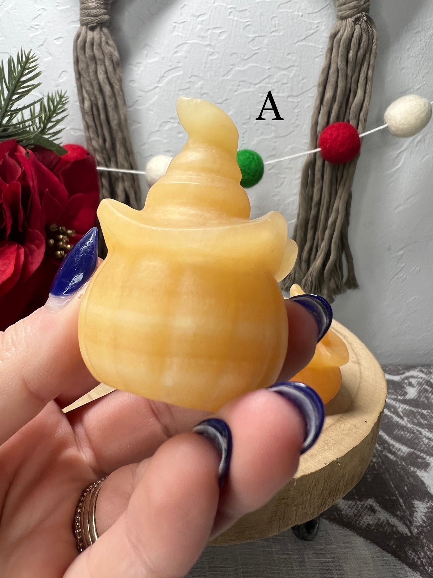 Orange Calcite Pumpkin with Witch Hat
