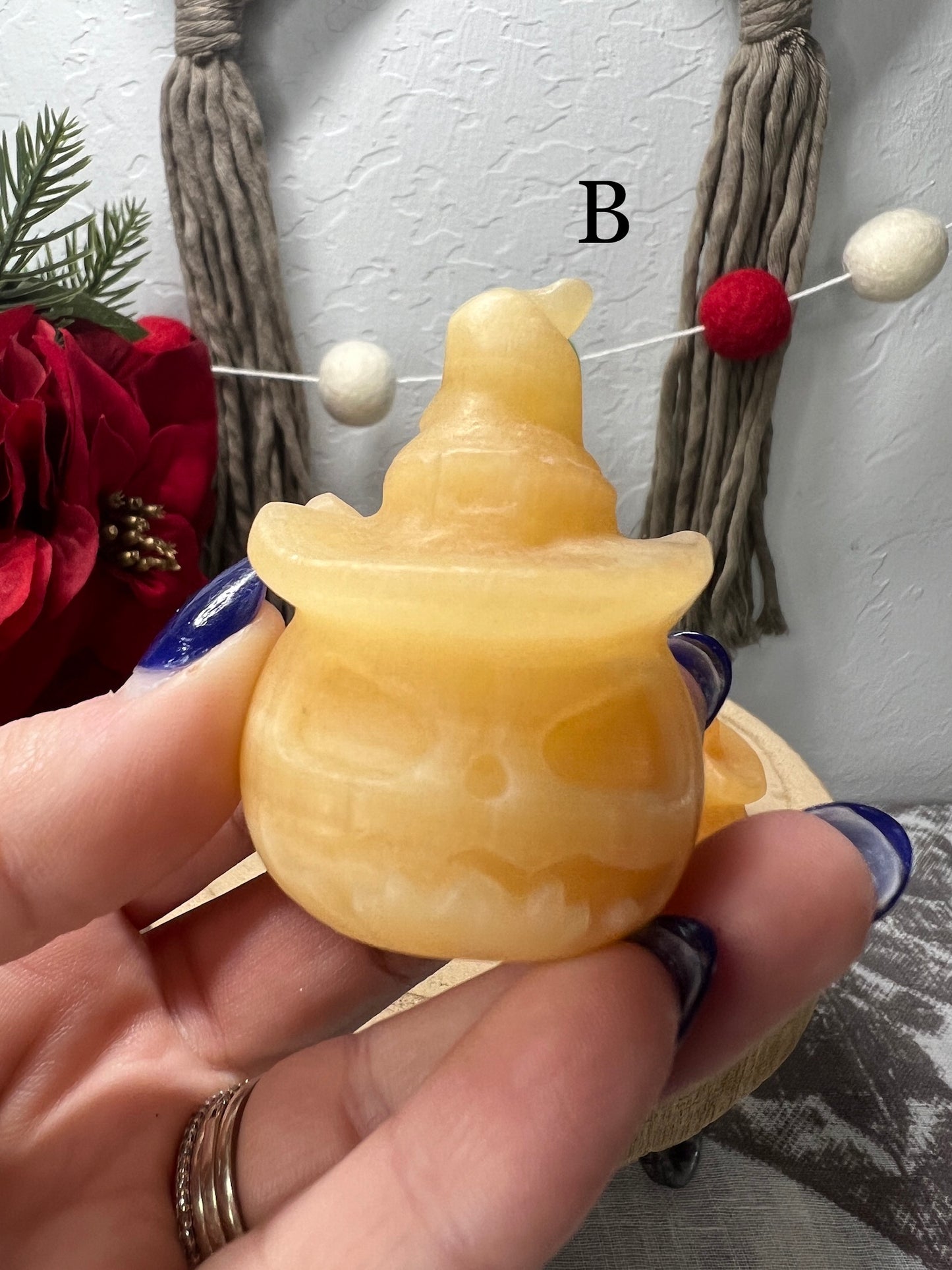 Orange Calcite Pumpkin with Witch Hat