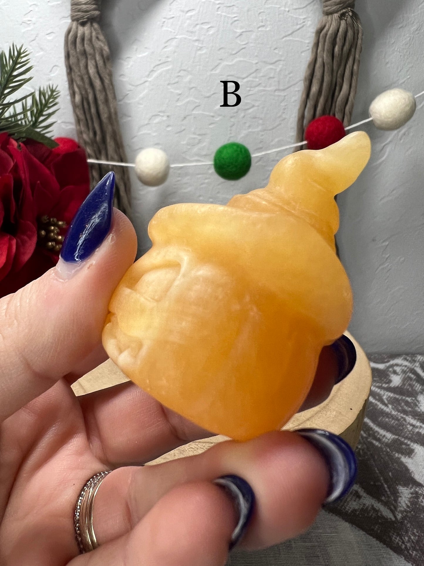 Orange Calcite Pumpkin with Witch Hat