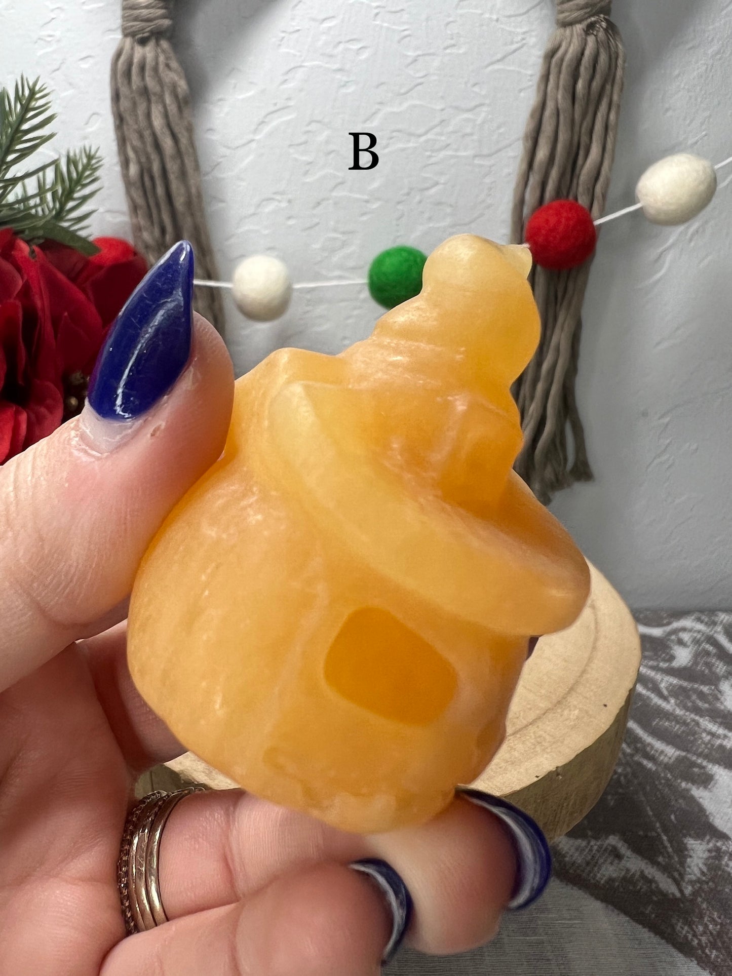 Orange Calcite Pumpkin with Witch Hat