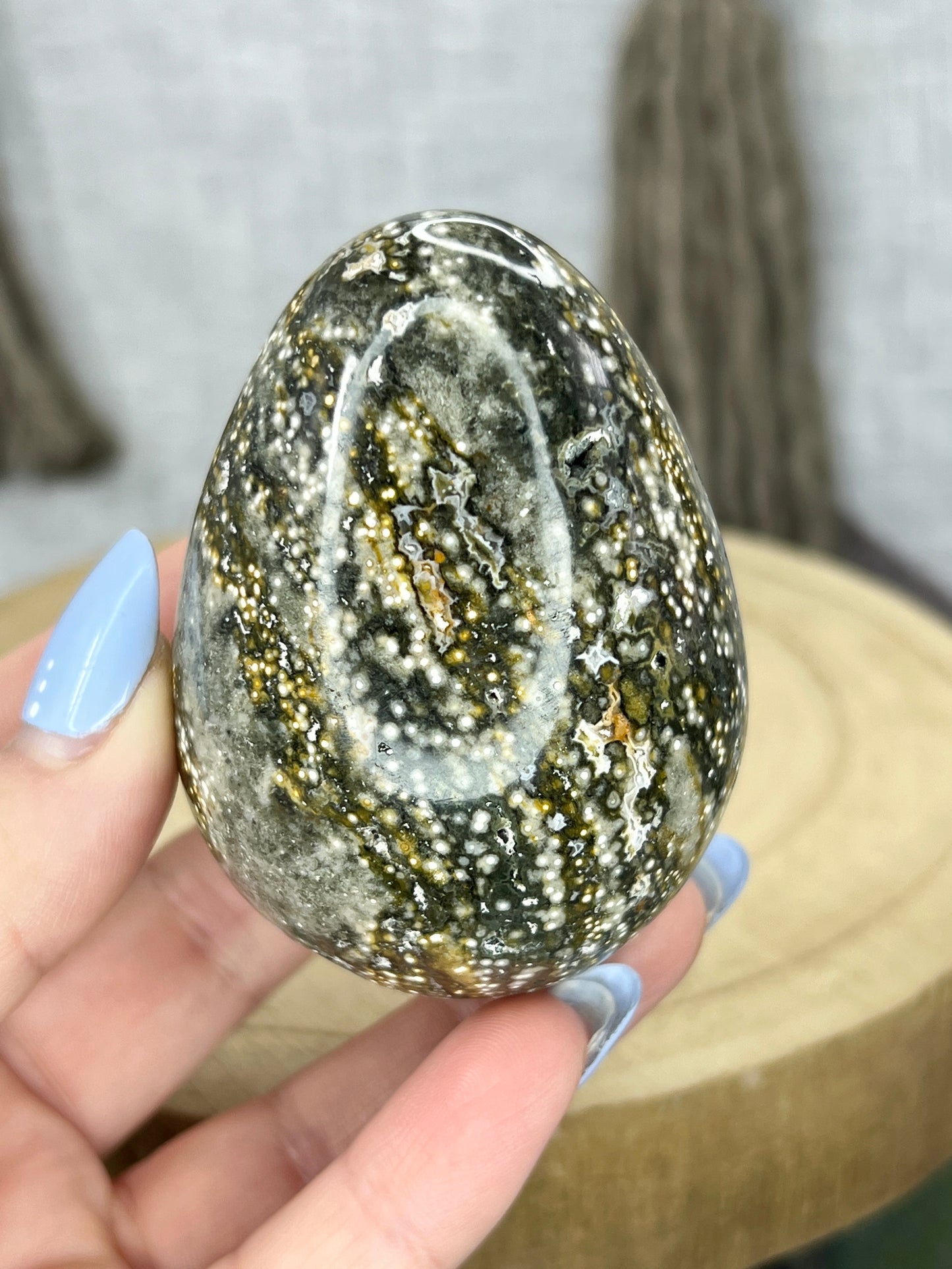 Orbicular Green Ocean Jasper Egg