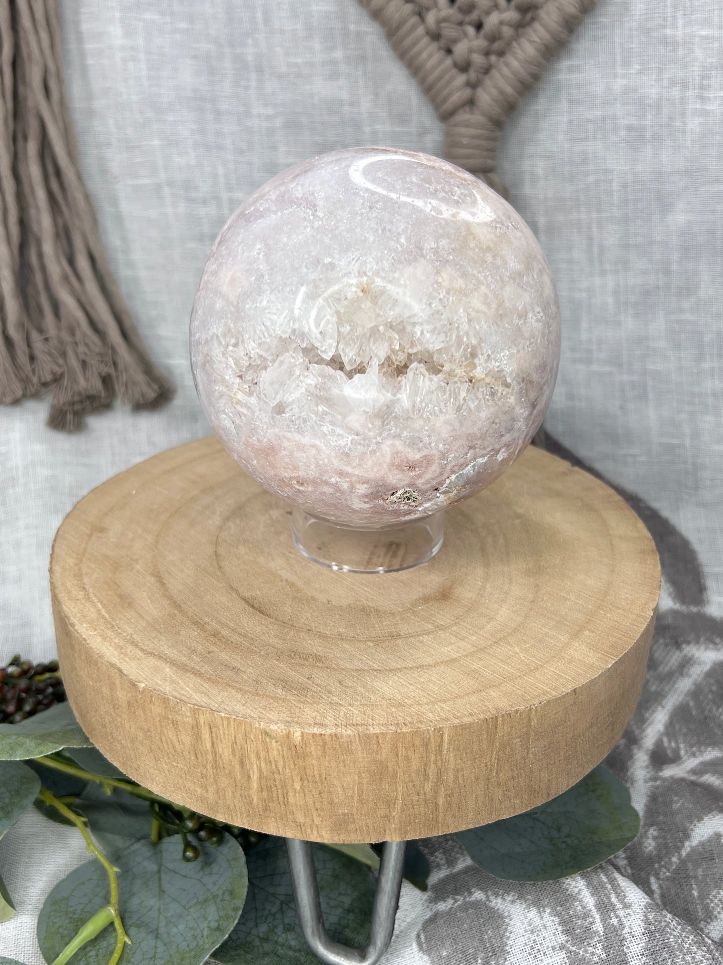 Large Pink Amethyst Sphere with Quartz