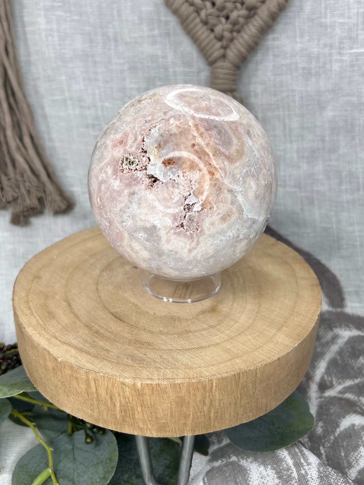 Large Pink Amethyst Sphere with Quartz