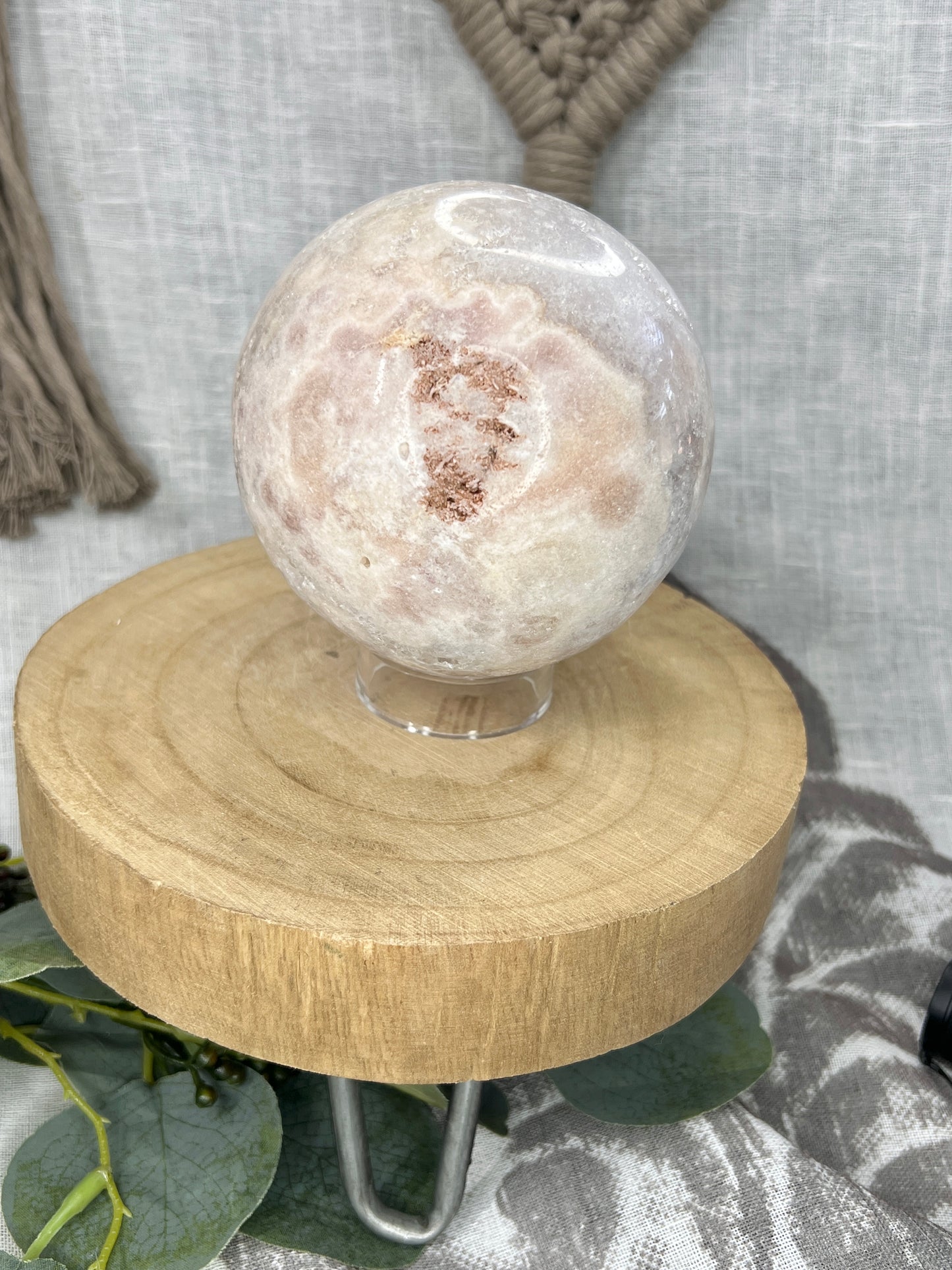 Large Pink Amethyst Sphere with Quartz