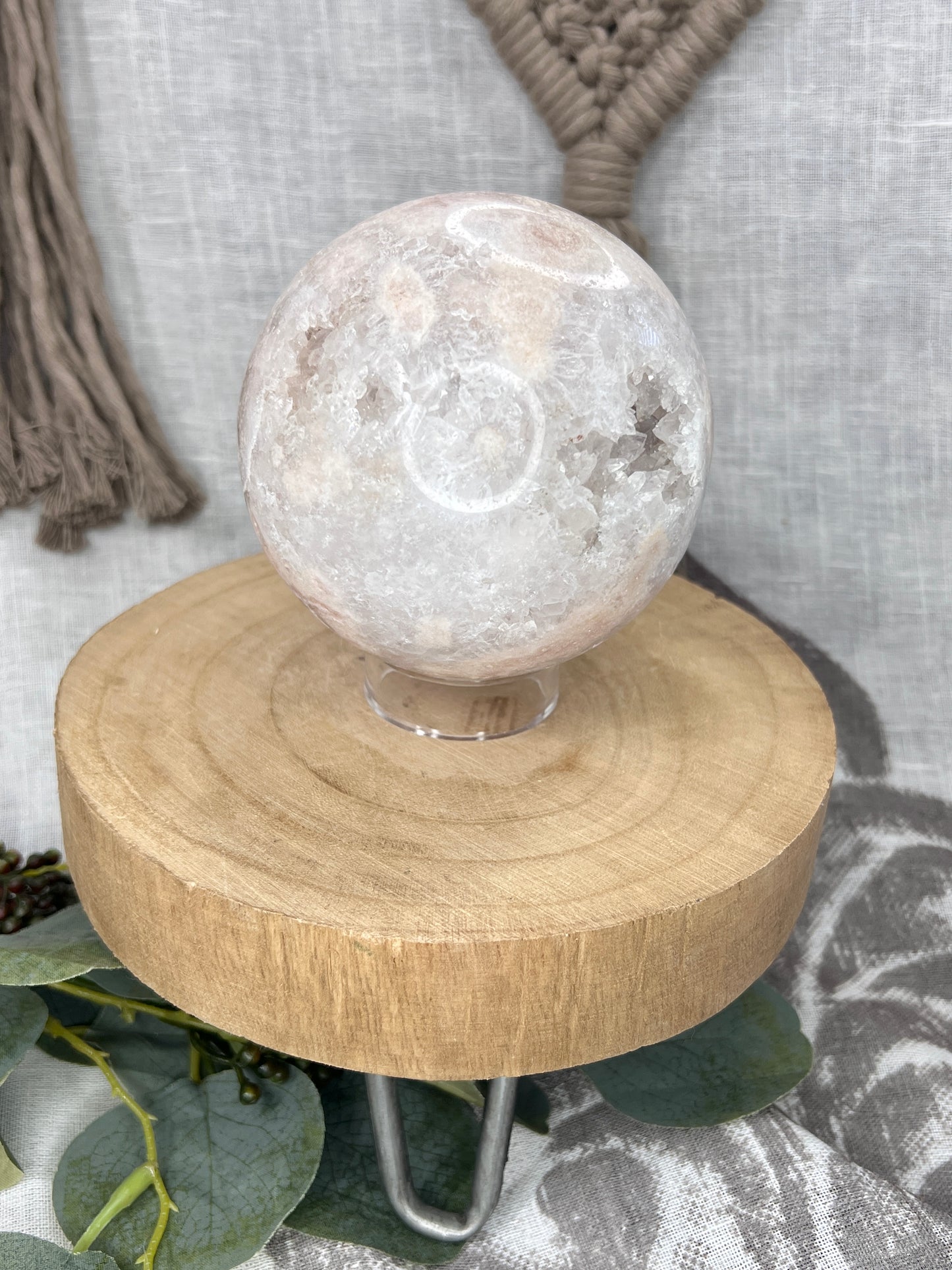 Large Pink Amethyst Sphere with Quartz