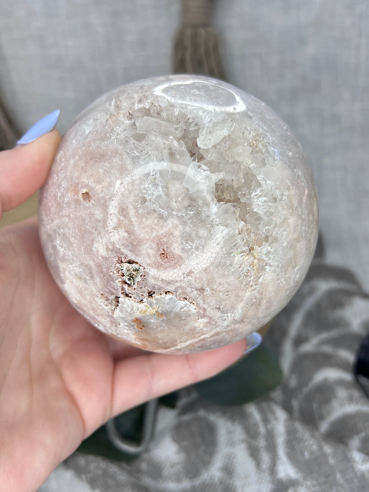 Large Pink Amethyst Sphere with Quartz