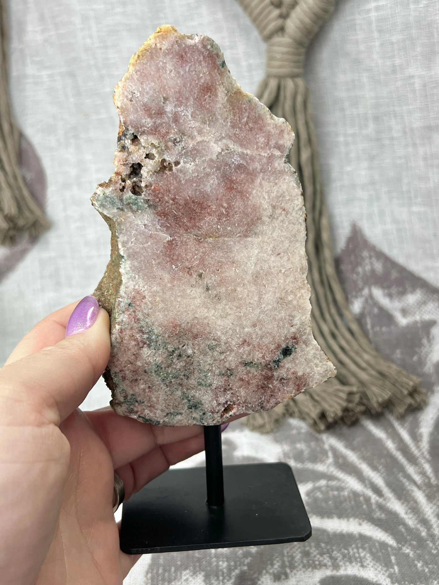 Pink Amethyst Slab on Pin Stand