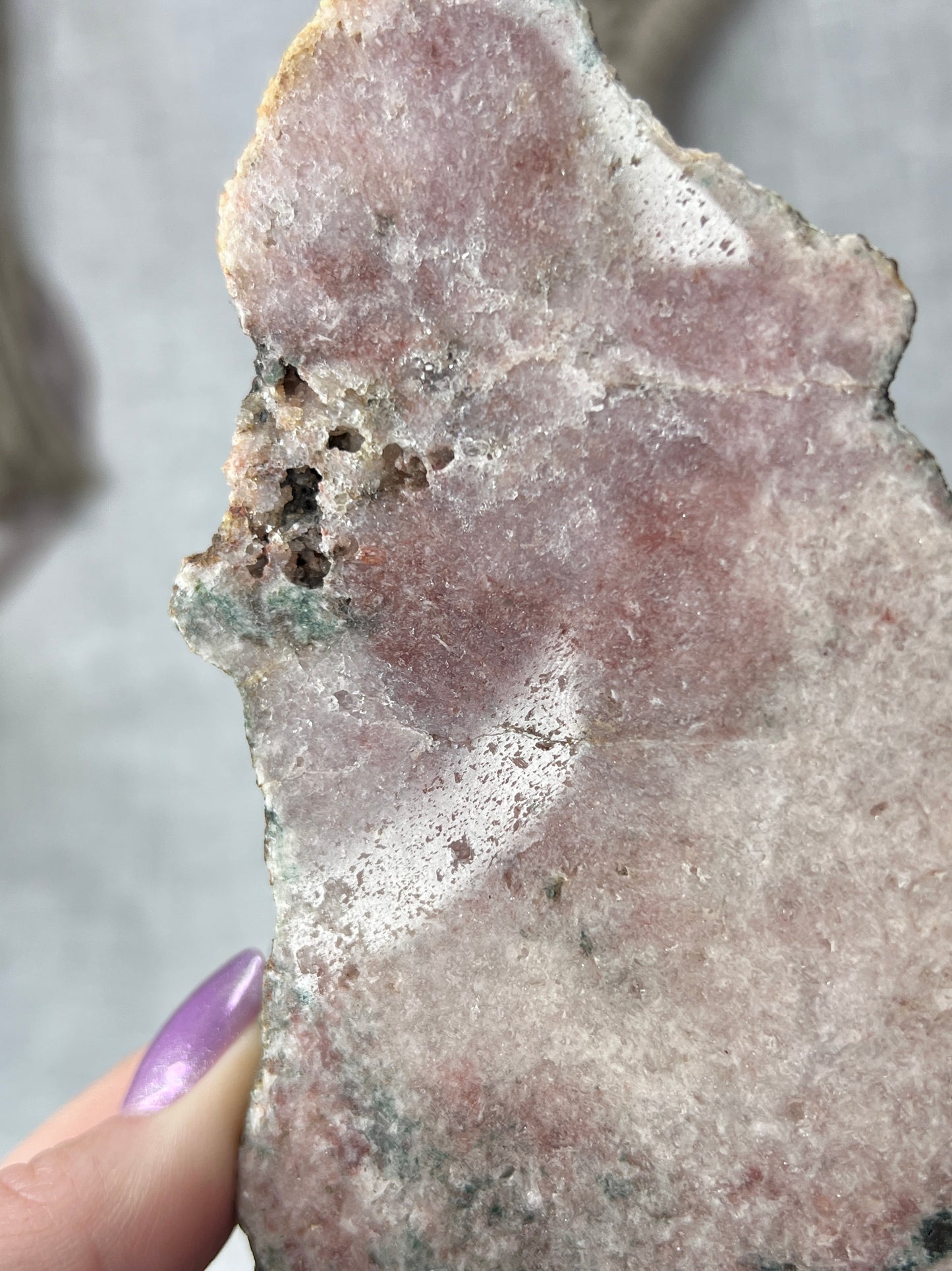 Pink Amethyst Slab on Pin Stand