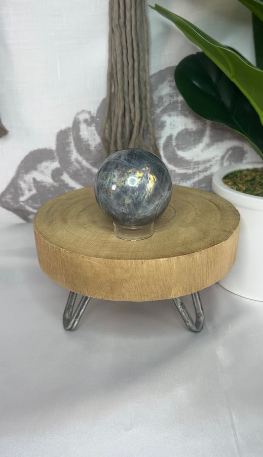 Labradorite Sphere with Silver Flash