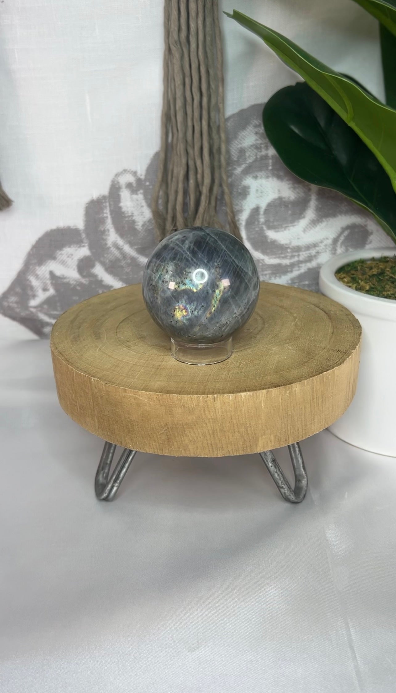 Labradorite Sphere with Silver Flash