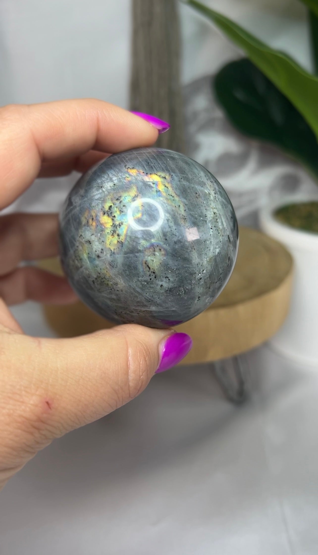 Labradorite Sphere with Silver Flash