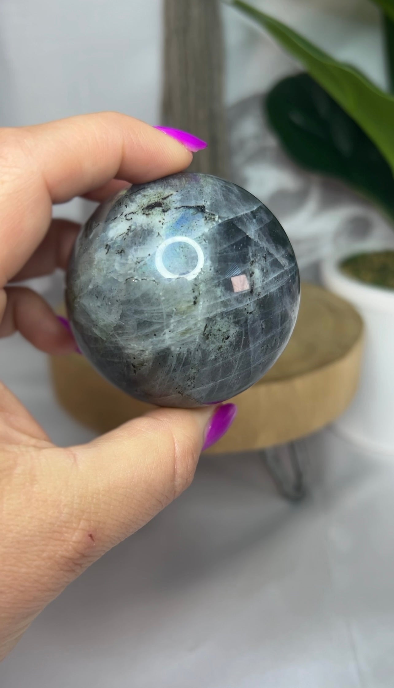 Labradorite Sphere with Silver Flash