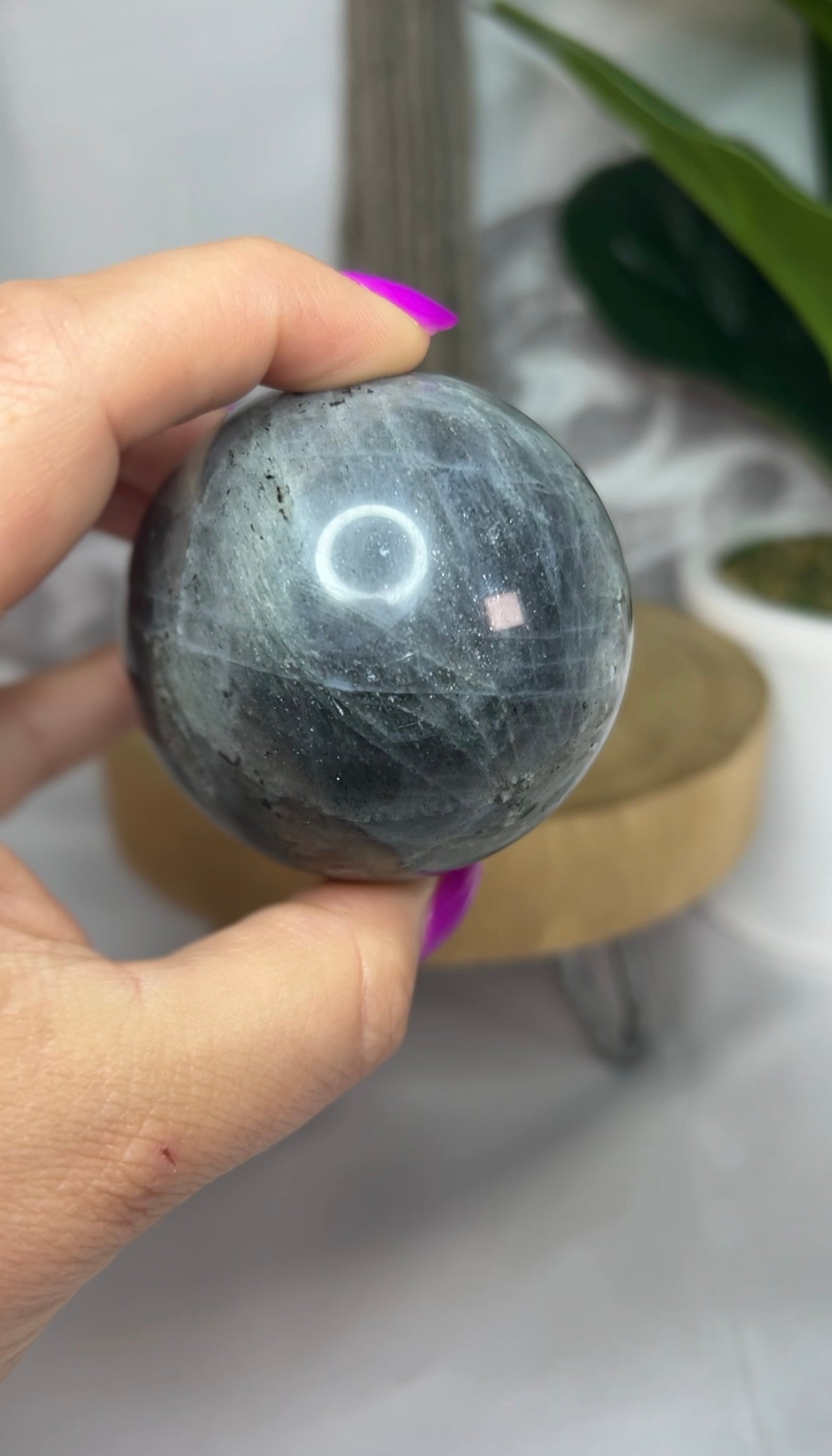Labradorite Sphere with Silver Flash