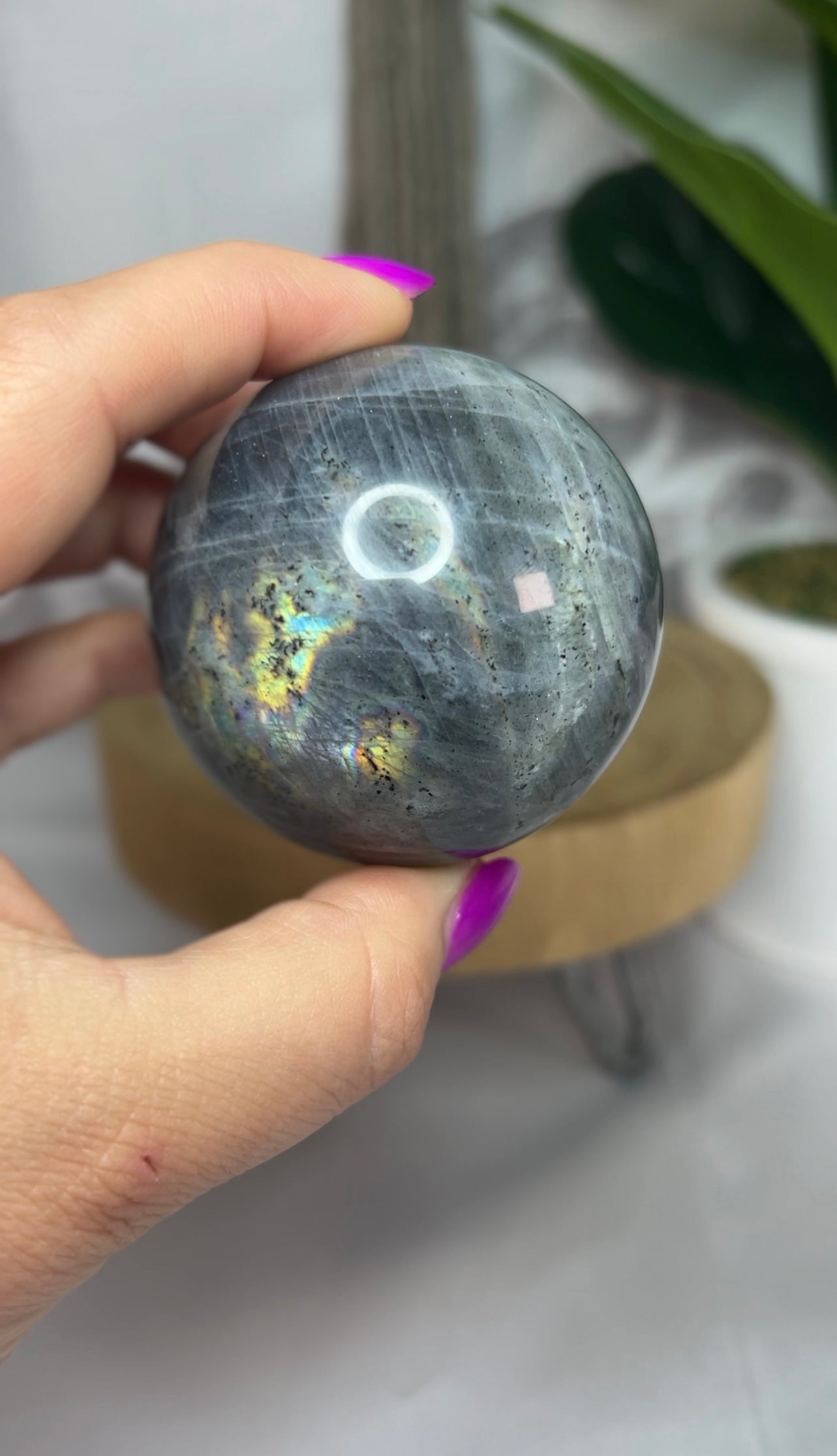Labradorite Sphere with Silver Flash