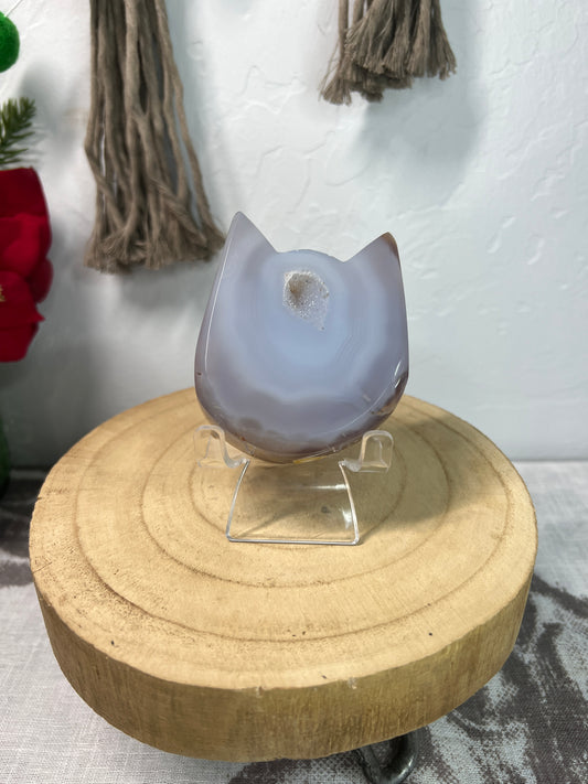 Druzy Agate Cat Head