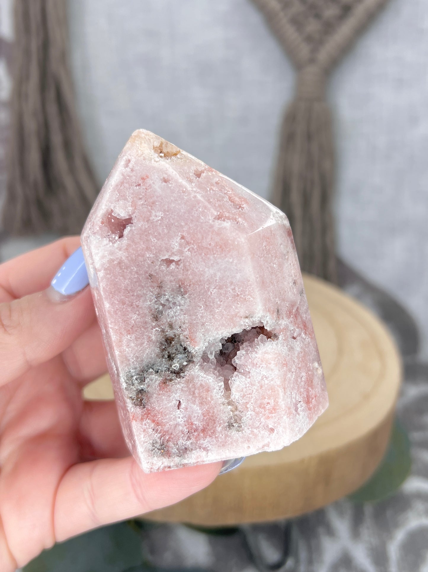 Pink Amethyst Tower with Black Inclusions