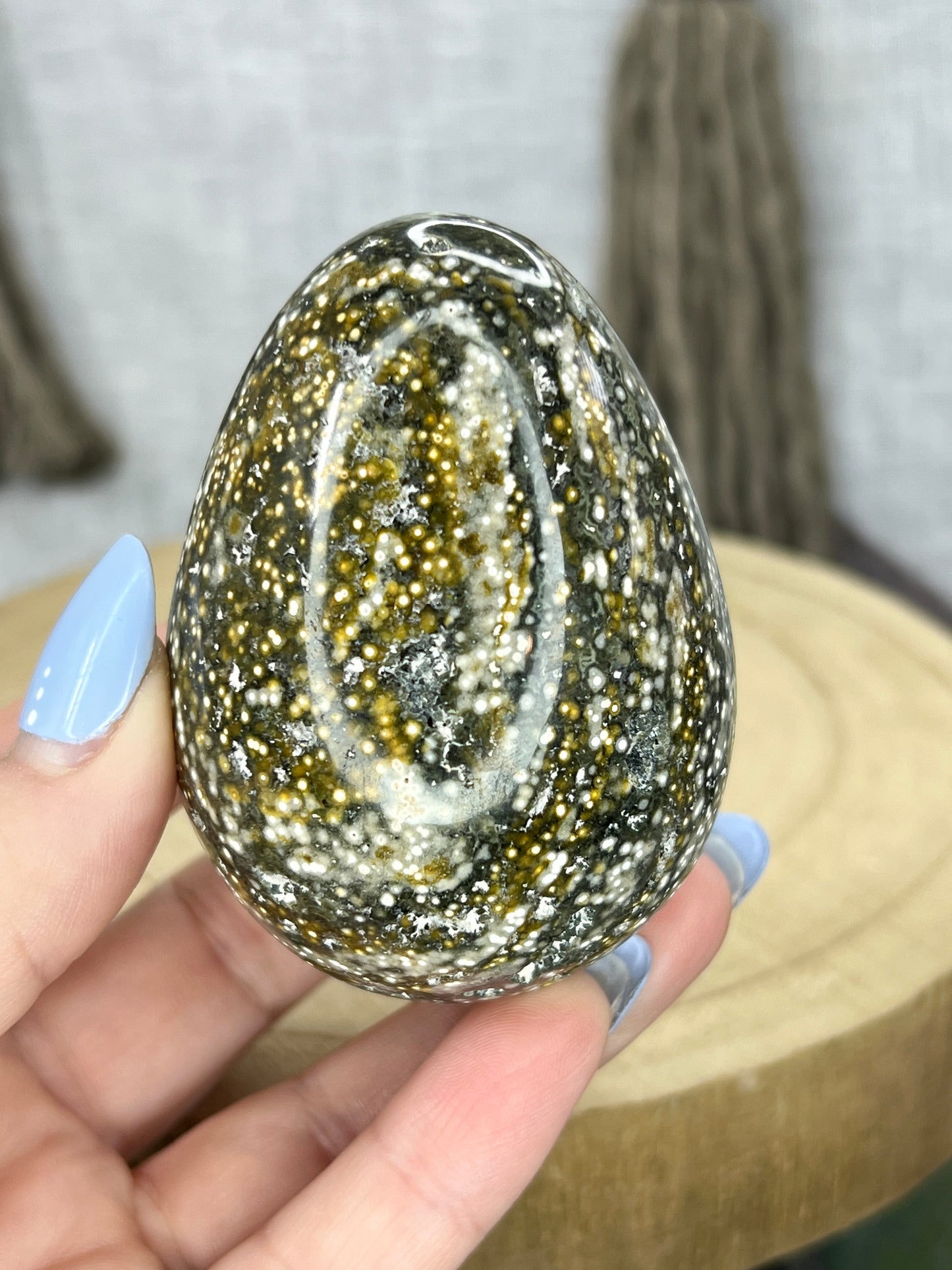 Orbicular Green Ocean Jasper Egg