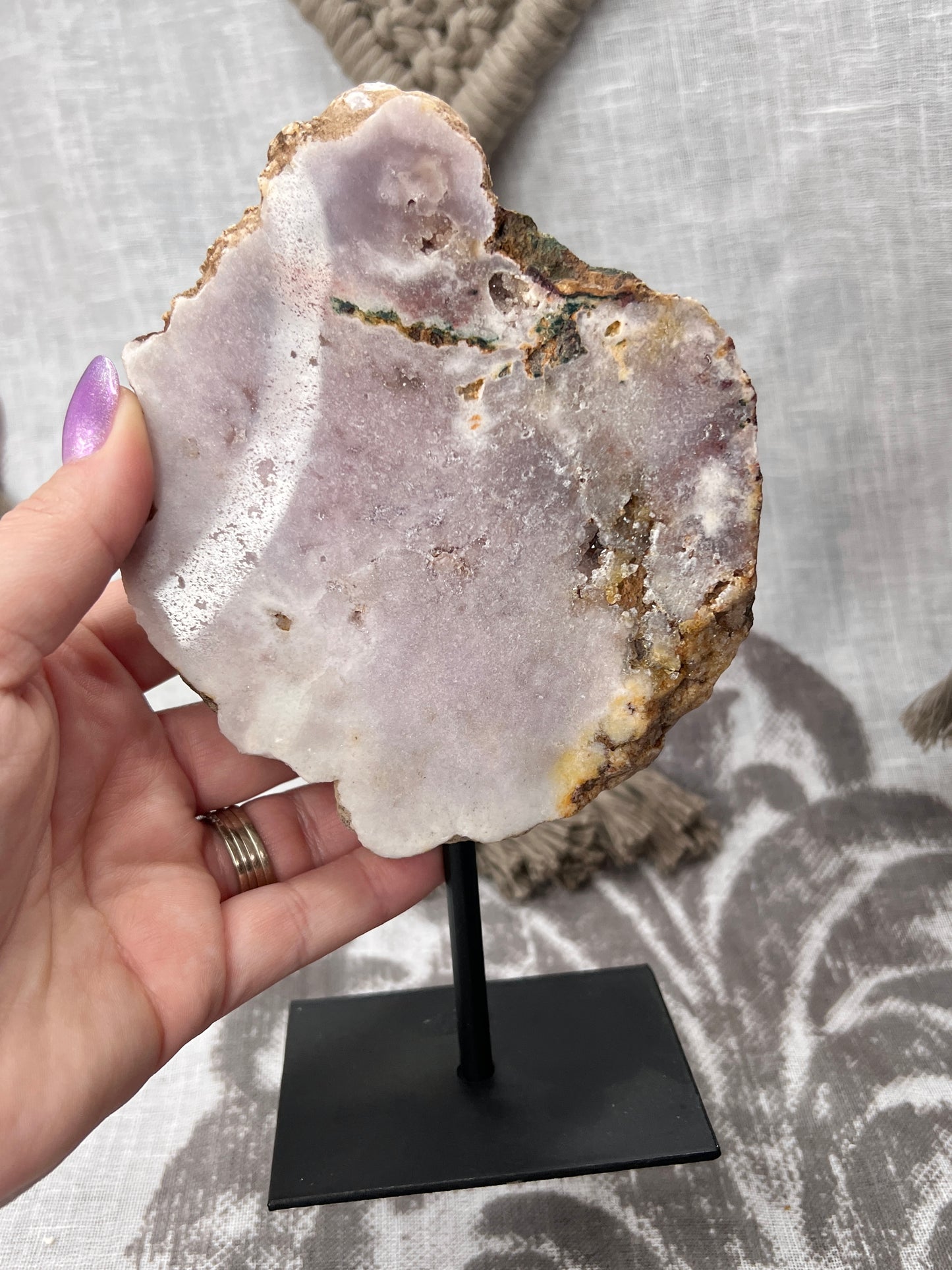 Pink Amethyst Slab on Pin Stand