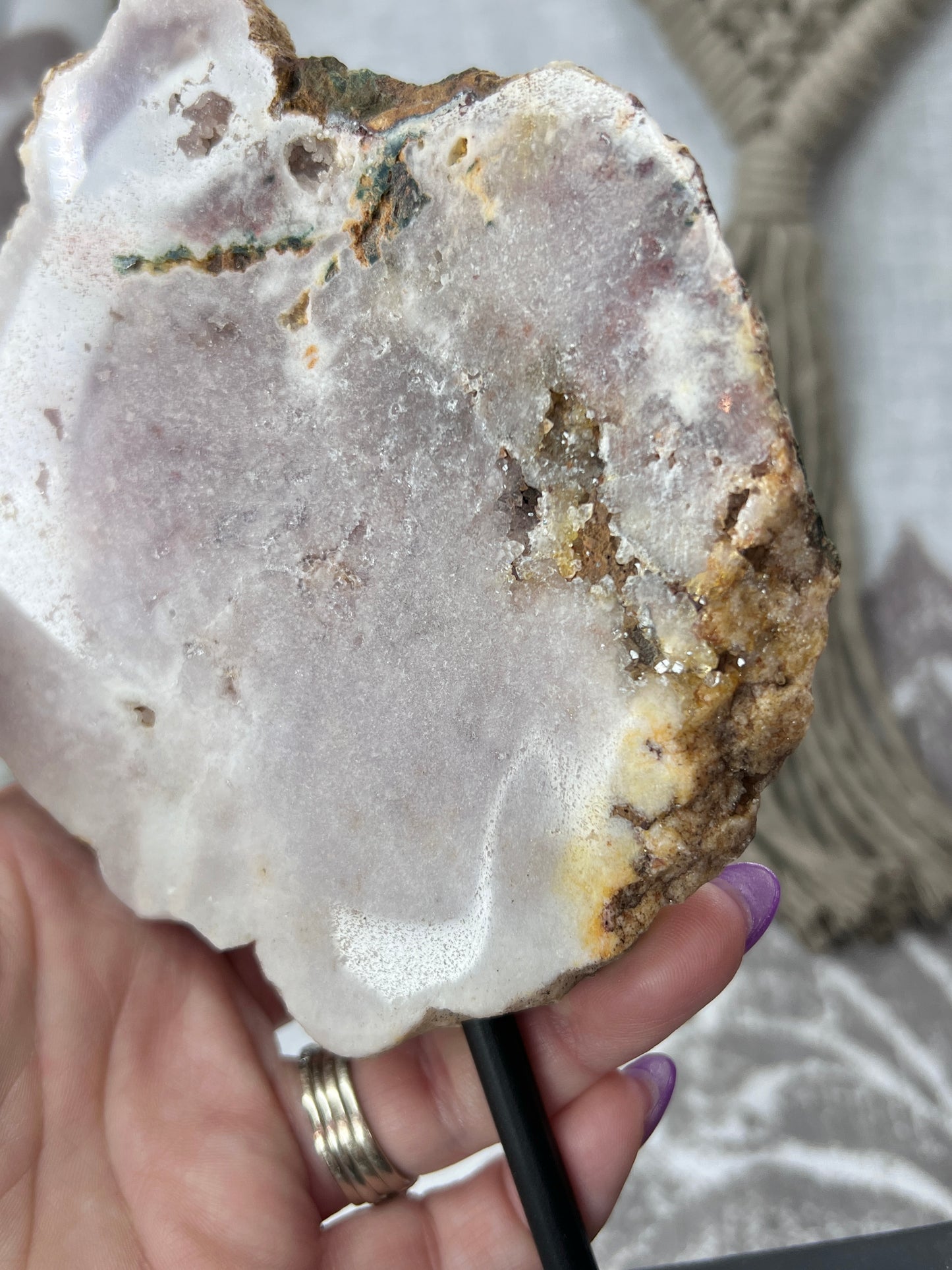 Pink Amethyst Slab on Pin Stand