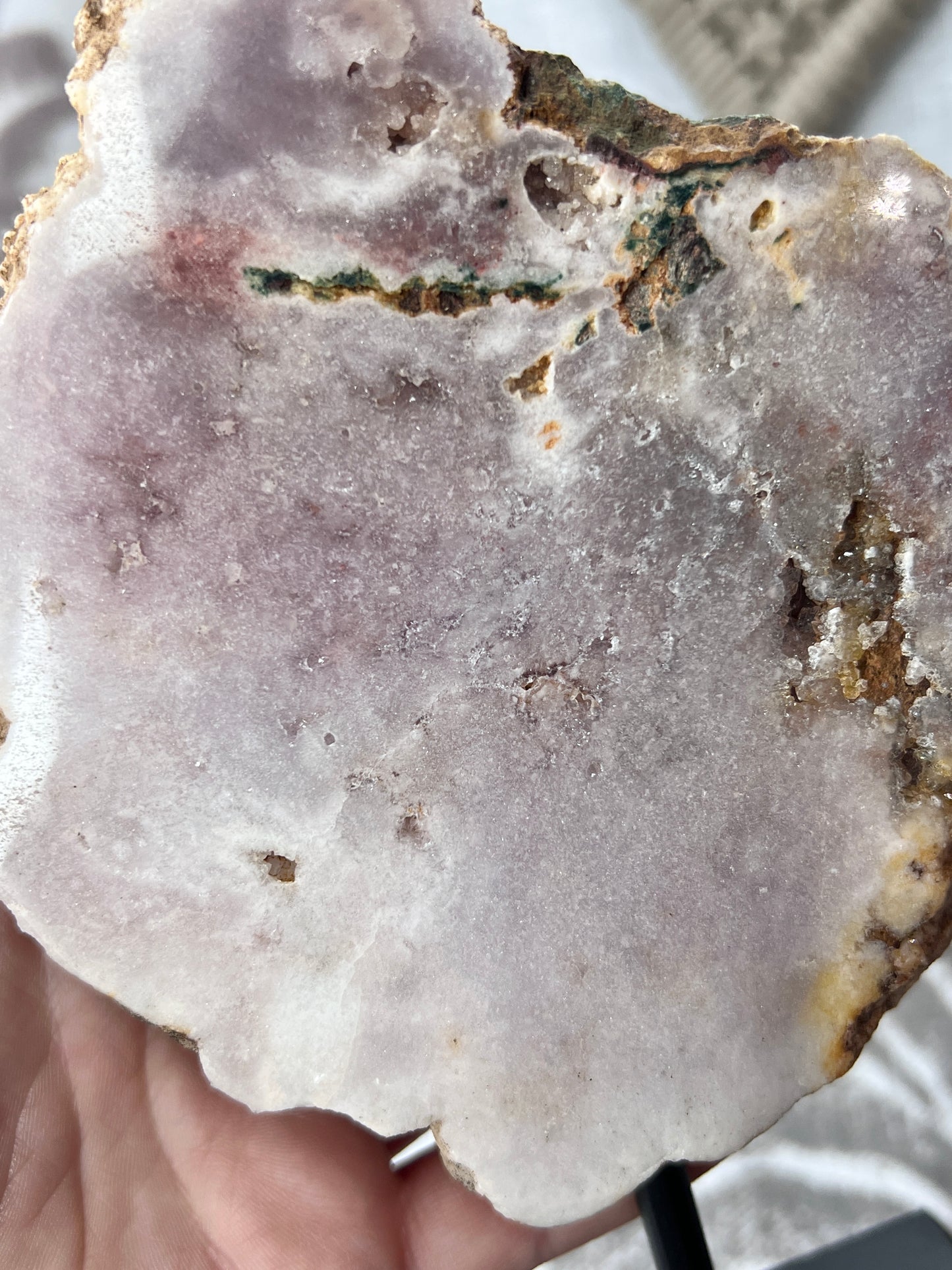 Pink Amethyst Slab on Pin Stand