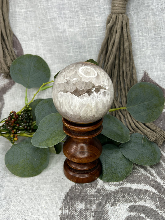 Antique Wooden Sphere Stand