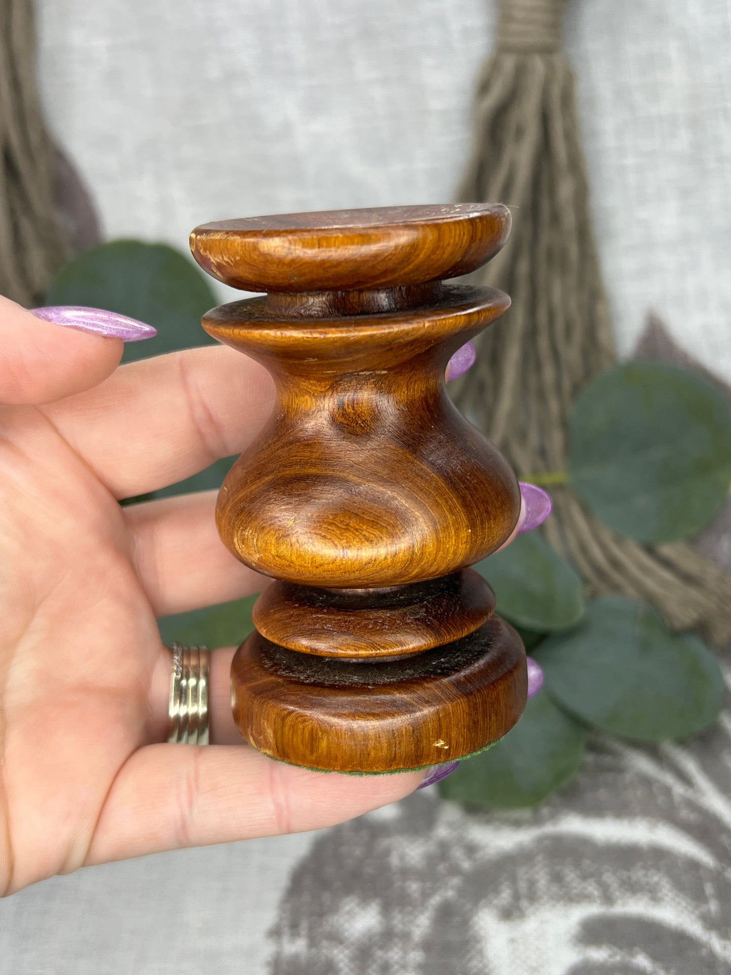 Antique Wooden Sphere Stand