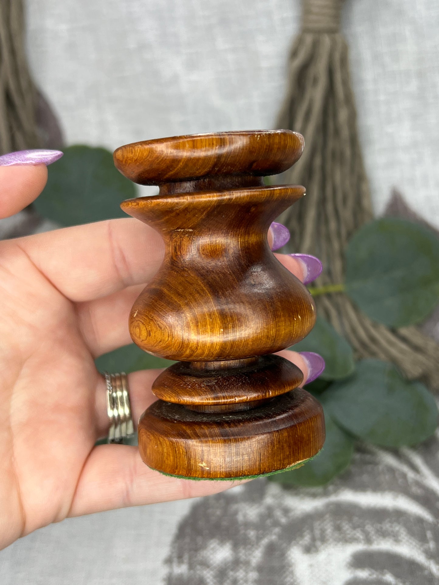 Antique Wooden Sphere Stand