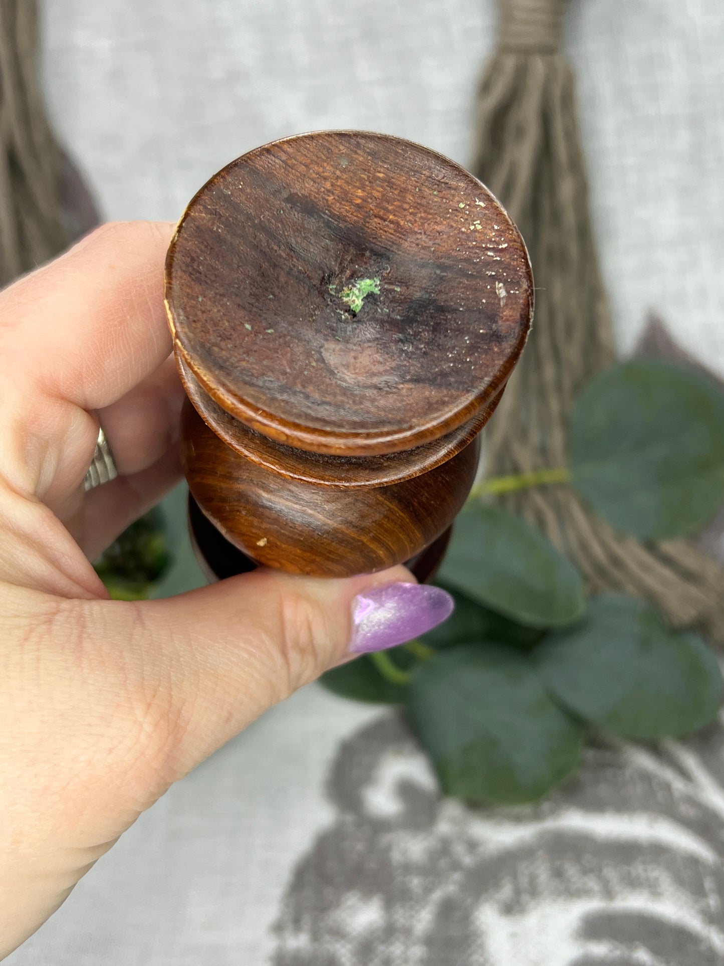 Antique Wooden Sphere Stand